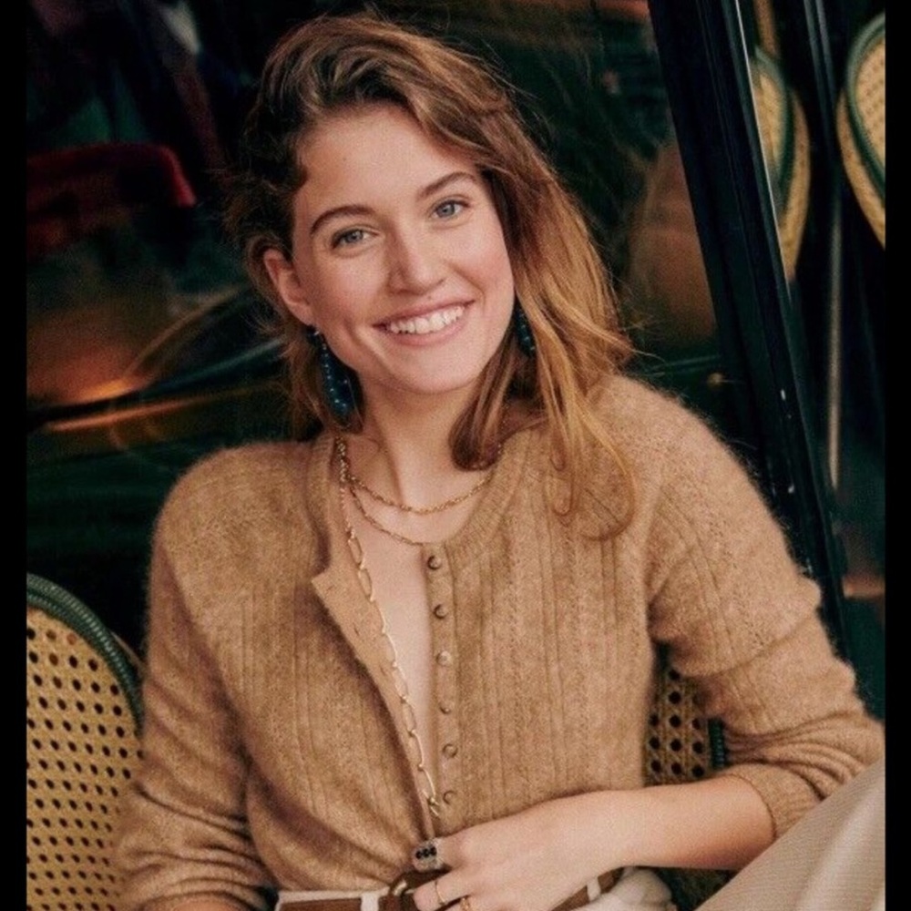Sezane Camel Cardigan Sweater